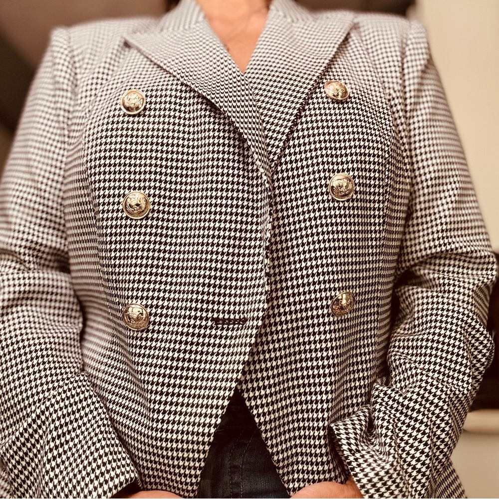VENUS Black and White Houndstooth Blazer